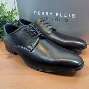 Perry Ellis Portfolio Black Leather Oxfords Shoes Size 8.5